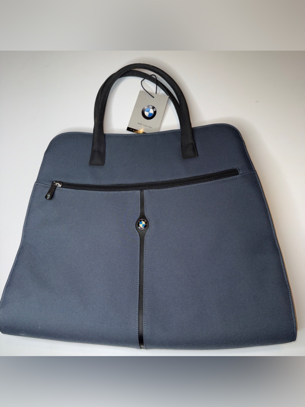 BMW Slate Blue Laptop Tote with Front Zip and Badge